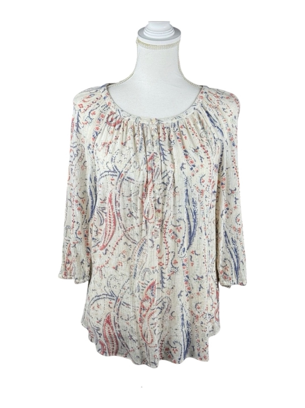 Chaps Cream Paisley Peasant Blouse